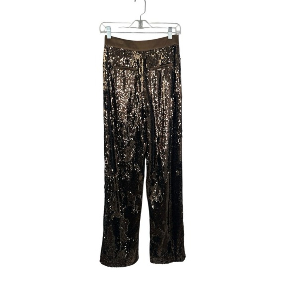 HALSTON Jett Trousers Sequin Java Brown Size 2 New with Tags High Rise Luxury - Picture 4 of 11